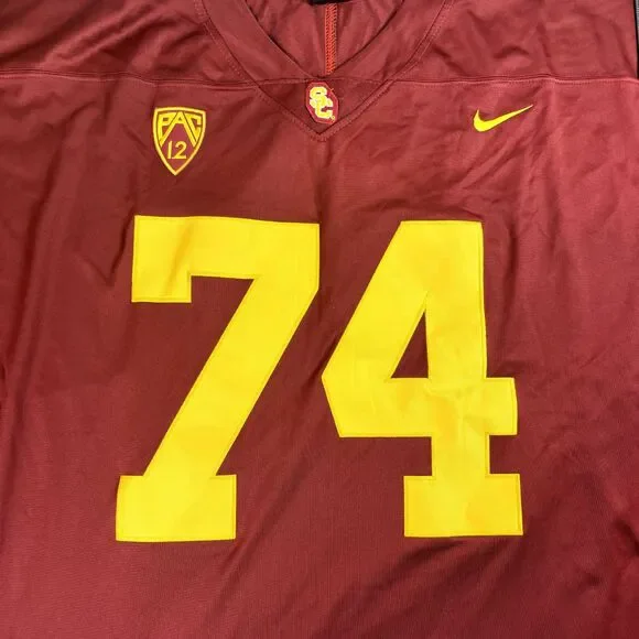 Nike Team USC Athletics Courtland Ford #74 Long Sleeve Burgundy Yellow Size 6XL - Picture 4 of 6
